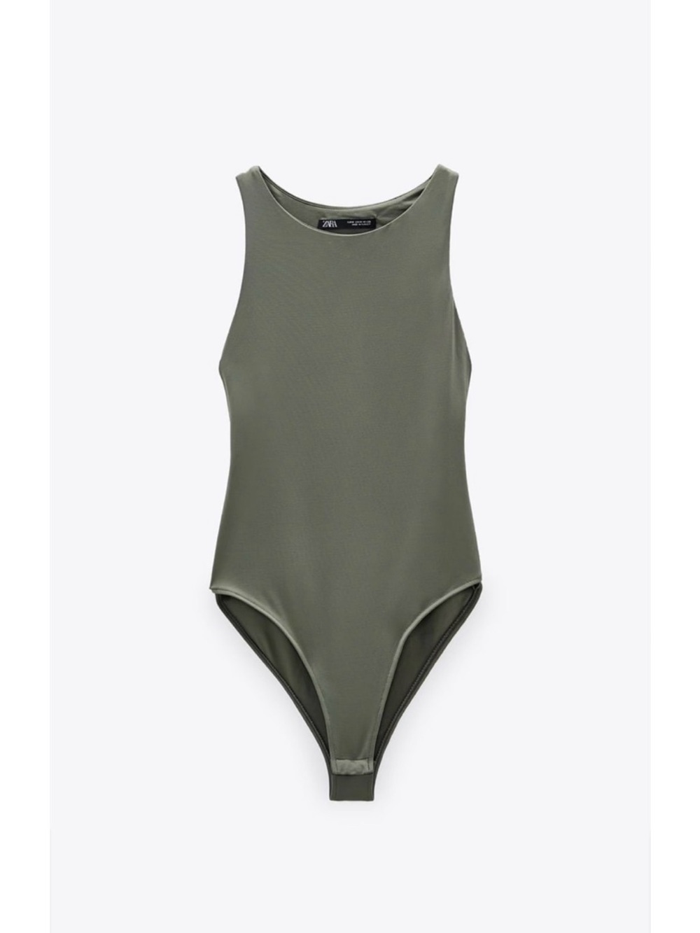 Zara Khaki High-Neck Sleeveless Bodysuit